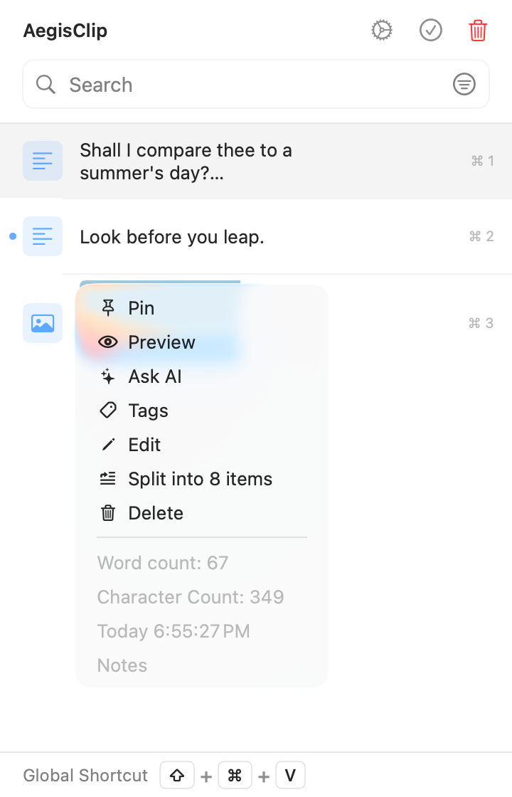 Powerful & Easy - Clipboard Item Actions